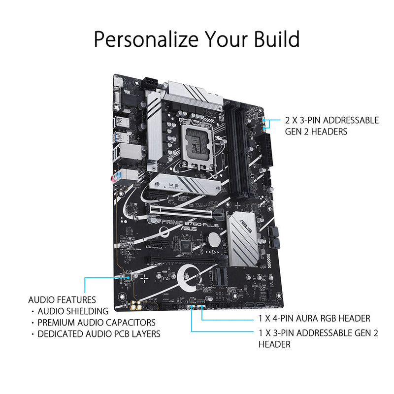 ASUS PRIME B760 - PLUS Intel B760 LGA 1700 ATX DDR5 Motherboard - SWIFT PERIPHERALS90MB1EF0-M0IAY0