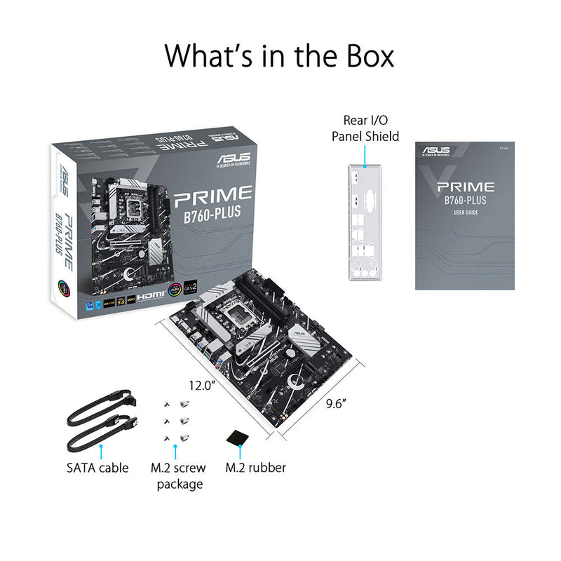 ASUS PRIME B760 - PLUS Intel B760 LGA 1700 ATX DDR5 Motherboard - SWIFT PERIPHERALS90MB1EF0-M0IAY0