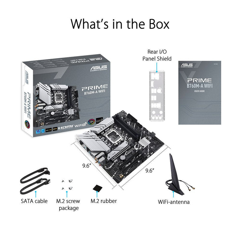ASUS PRIME B760M - A WIFI CSM Intel LGA 1700 Micro - ATX DDR5 Motherboard - SWIFT PERIPHERALS90MB1EL0-M0IAY0