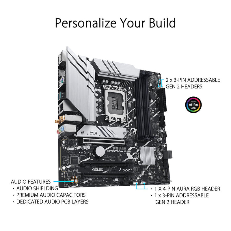 ASUS PRIME B760M - A WIFI CSM Intel LGA 1700 Micro - ATX DDR5 Motherboard - SWIFT PERIPHERALS90MB1EL0-M0IAY0