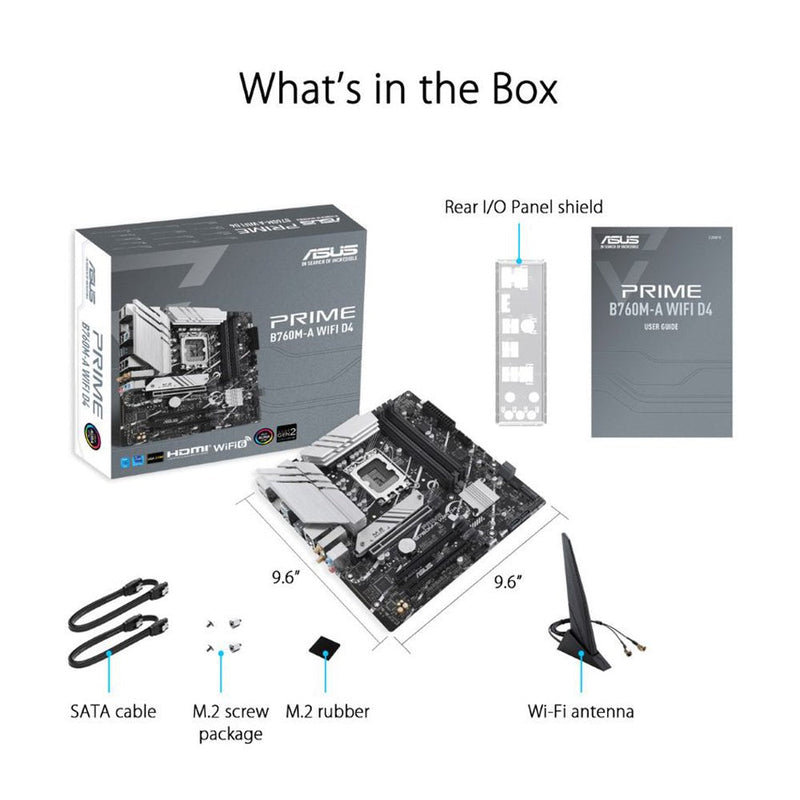 ASUS PRIME B760M - A WIFI D4 Intel B760 LGA 1700 Micro - ATX Motherboard - SWIFT PERIPHERALS90MB1CX0-M0IAY0