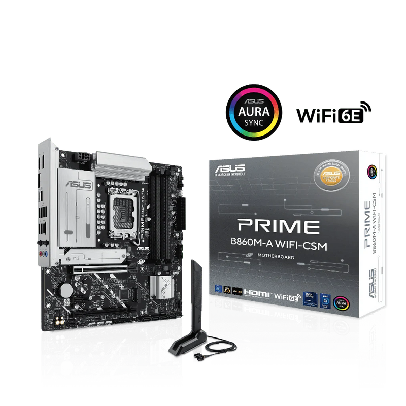 ASUS Prime B860M - A WiFi - CSM LGA1851 DDR5 Wi - Fi mATX Motherboard - SWIFT PERIPHERALSPRIME-B860M-A WIFI-CSM