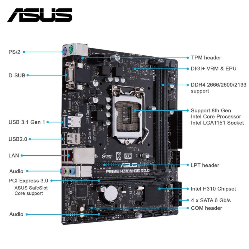 ASUS PRIME H310M CS R2 INTEL LGA1151 MOTHERBOARD - SWIFT PERIPHERALS101261