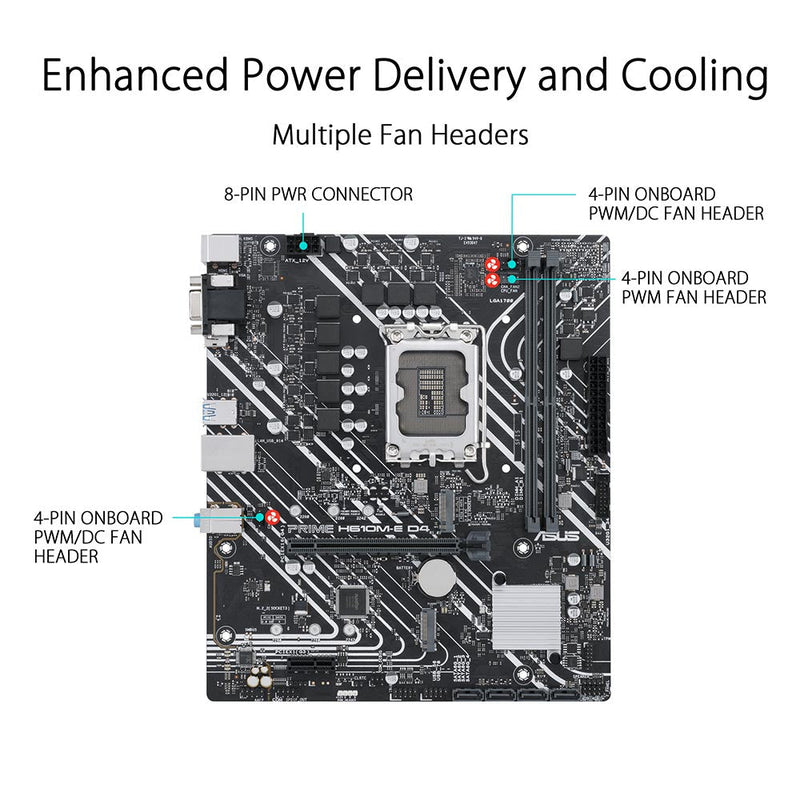 ASUS PRIME H610M - E D4 Intel H670 LGA 1700 ATX Motherboard with PCIe 4.0 and Dual M.2 Slots - SWIFT PERIPHERALS90MB19N0-M0IAY0