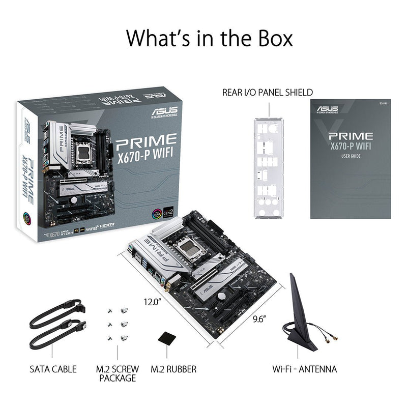 ASUS PRIME X670 - P WIFI CSM AMD Socket AM5 ATX Motherboard with DDR5 and PCIe 5.0 - SWIFT PERIPHERALS90MB1BL0-M0UAYC