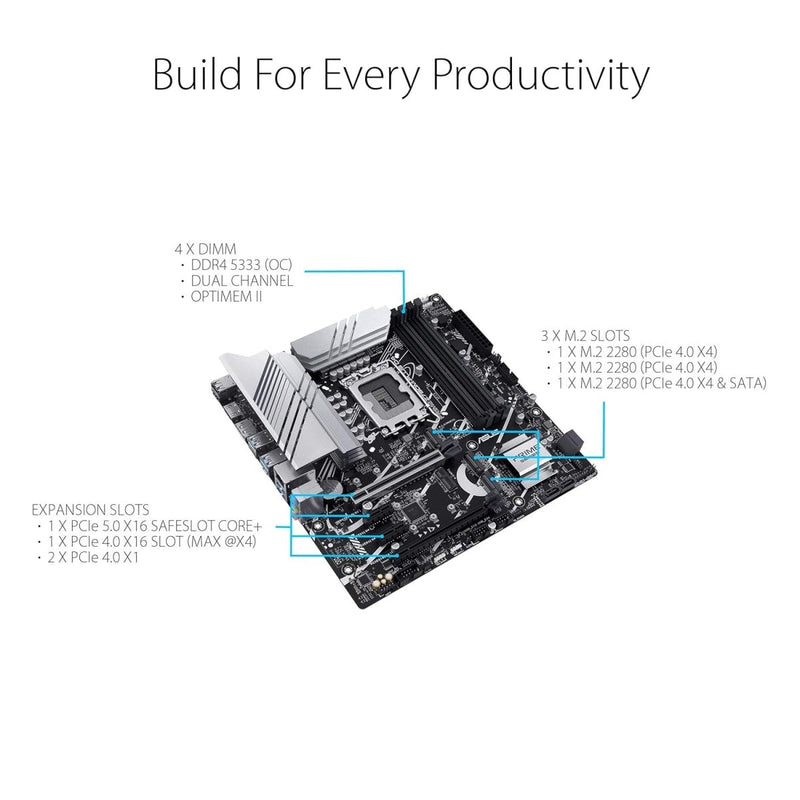 ASUS PRIME Z790M PLUS CSM DDR4 INTEL LGA1700 MOTHERBOARD - SWIFT PERIPHERALS1083181