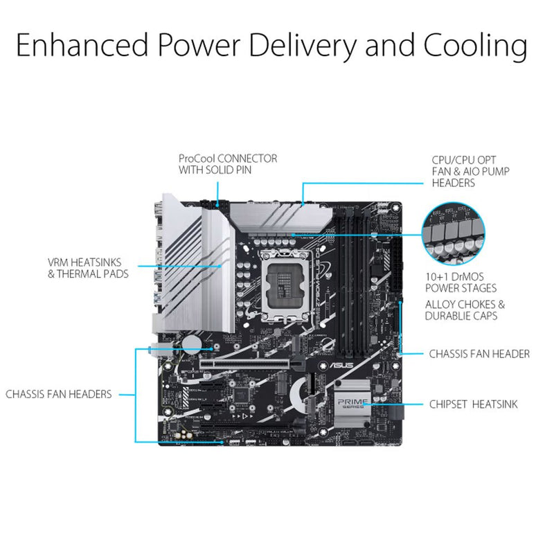 ASUS PRIME Z790M - PLUS D5 Intel Z790 LGA 1700 Micro - ATX Motherboard - SWIFT PERIPHERALSPRIME-Z790M-PLUS-D5-CSM