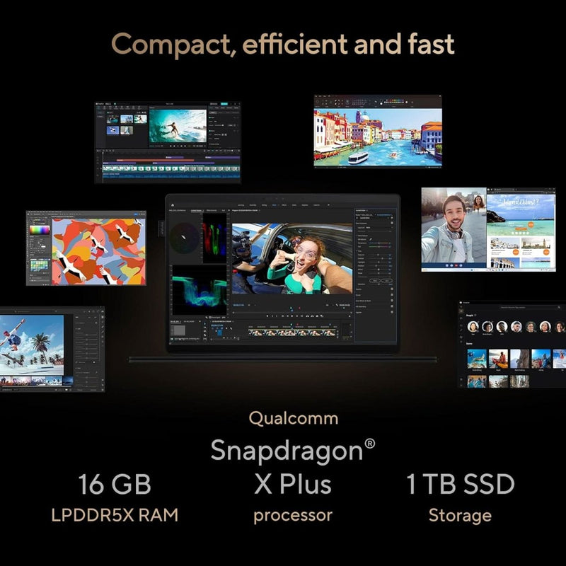 ASUS PROART PZ13, 13.3 INCH TOUCH SCREEN 3K OLED, SNAPDRAGON X PLUS, (16GB RAM/1TB SSD/QUALCOMM ADRENO IGPU/WINDOWS 11/M365 BASIC (1YEAR)*/OFFICE HOME 2024/NANO BLACK/0.85 KG), HT5306QA - LX402WS - SWIFT PERIPHERALS90NB1441-M005J0
