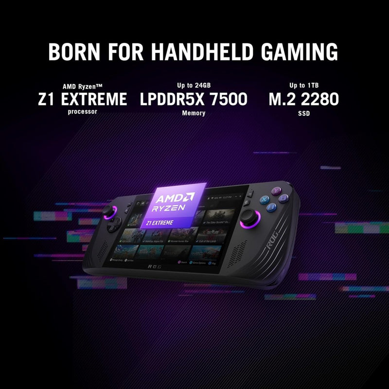 ASUS ROG ALLY X HANDHELD GAMING CONSOLE, 7 INCH FHD 16:9 120HZ 500 NITS, AMD RYZEN Z1 EXTREME PROCESSOR (24GB RAM/1TB SSD/AMD RADEON GRAPHICS/WINDOWS 11 HOME/BLACK/678 G), RC72LA - NH021W - SWIFT PERIPHERALSRC72LA-NH021W