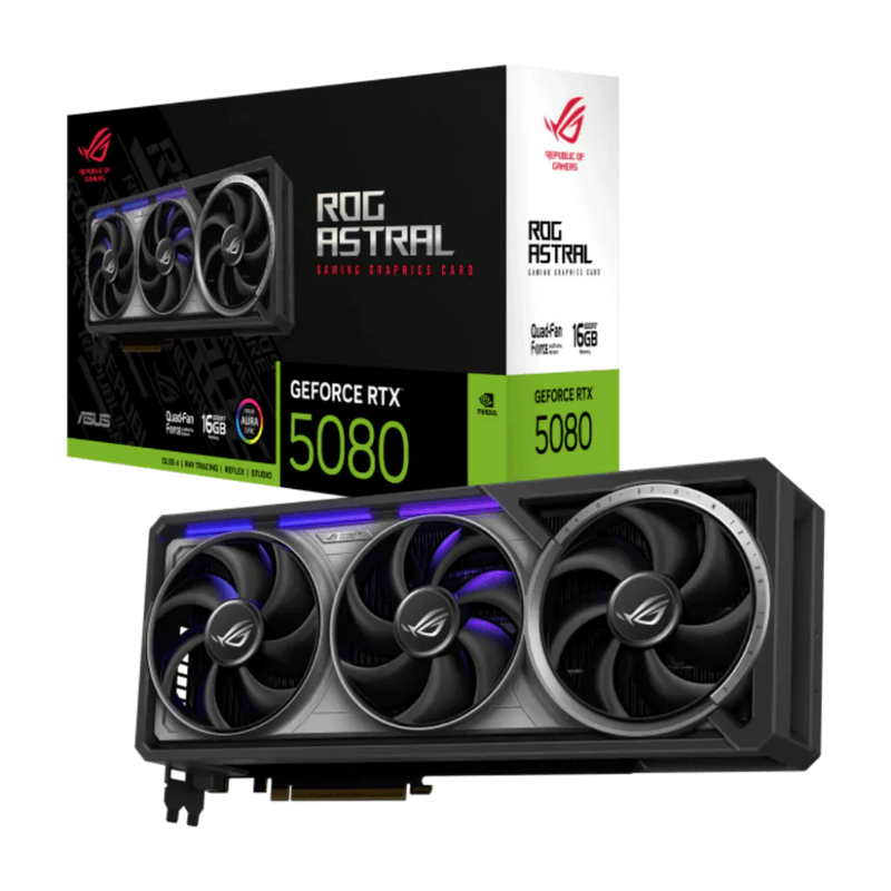 ASUS ROG Astral GeForce RTX 5080 16GB GDDR7 OC Edition Triple Fan Graphics Card - SWIFT PERIPHERALSROG-Astral-RTX5080-16GB-GDDR7-OC