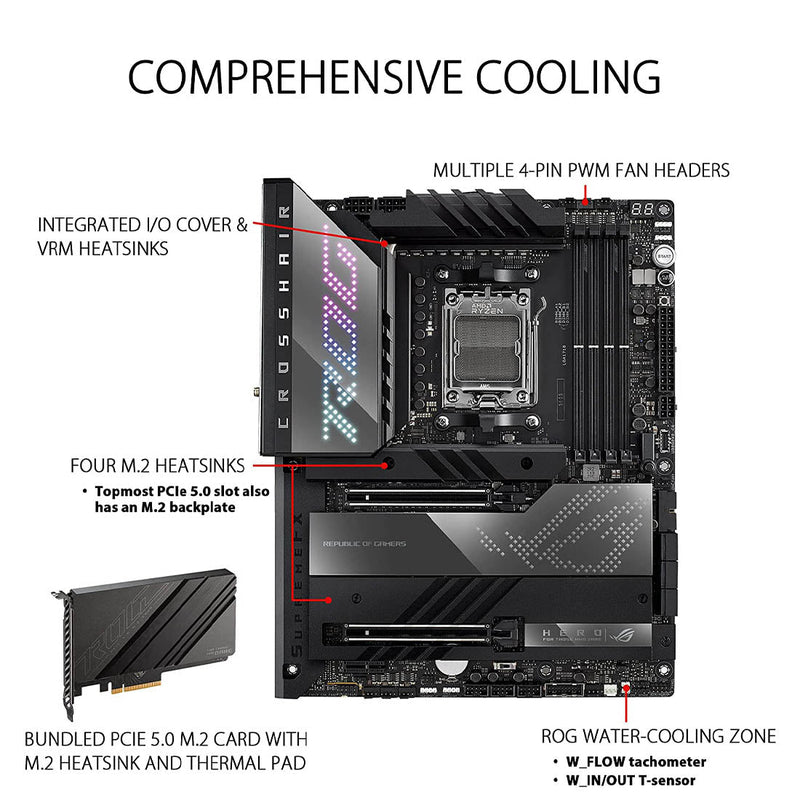 ASUS ROG CROSSHAIR X670E HERO WIFI AMD AM5 ATX Motherboard - SWIFT PERIPHERALS90MB1BC0-M0EAY
