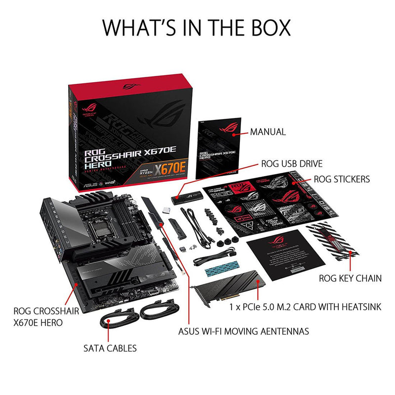 ASUS ROG CROSSHAIR X670E HERO WIFI AMD AM5 ATX Motherboard - SWIFT PERIPHERALS90MB1BC0-M0EAY