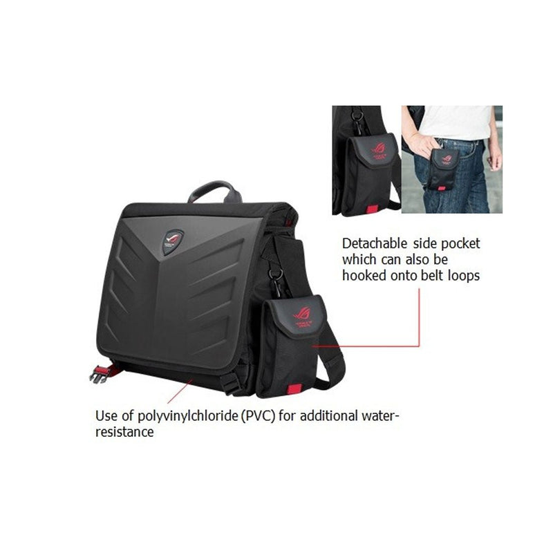 Asus ROG Ranger 15.6 - inch Messenger Backpack with Detachable Side Pockets and Water Resistant Exterior - SWIFT PERIPHERALS90XB0310-BBP000
