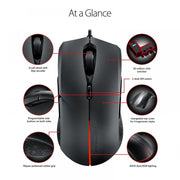ASUS ROG STRIX Evolve Optical Wired RGB Gaming Mouse with 7200 DPI and Changeable Cover - SWIFT PERIPHERALS90MP00J0-B0UA00