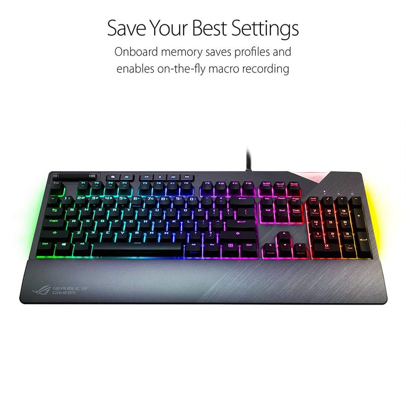 ASUS ROG Strix Flare RGB Mechanical Keyboard with Cherry MX Switches and On - Board Memory - SWIFT PERIPHERALSROG-STRIX-FLARE-BLUE-MX