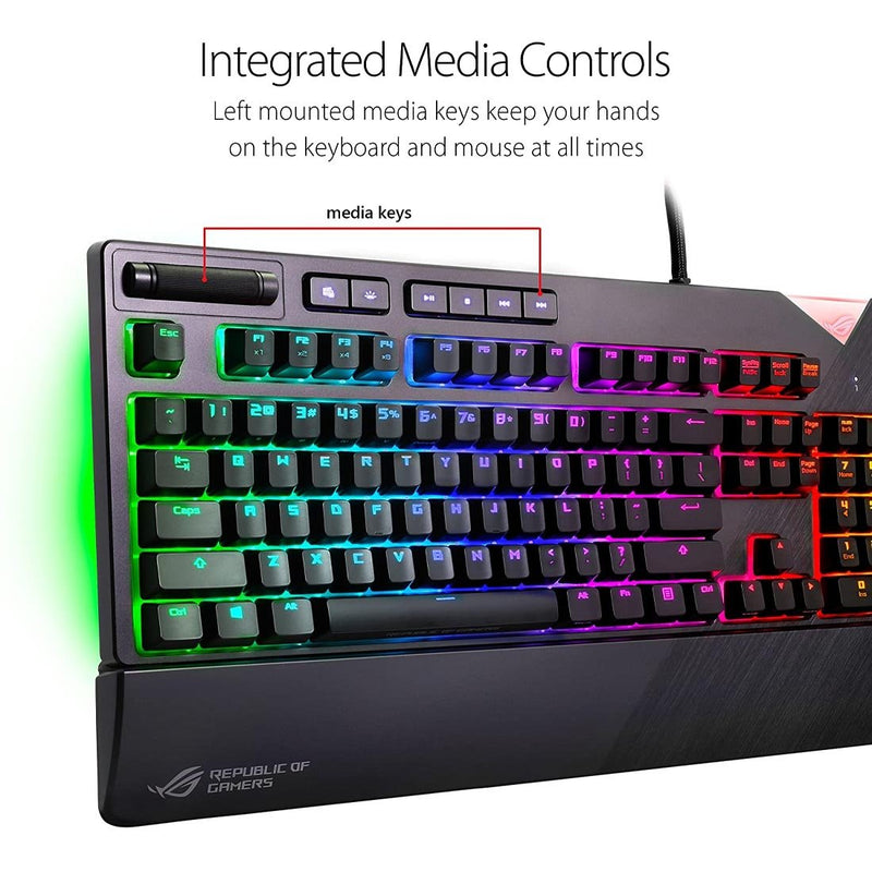 ASUS ROG Strix Flare RGB Mechanical Keyboard with Cherry MX Switches and On - Board Memory - SWIFT PERIPHERALSROG-STRIX-FLARE-BLUE-MX