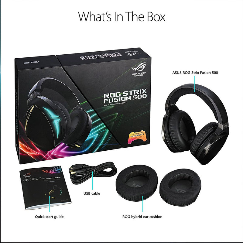 ASUS ROG STRIX Fusion 500 USB Wired RGB Gaming Headset with Virtual 7.1 Surround Sound and Boom Microphone - SWIFT PERIPHERALSSTRIX-F500