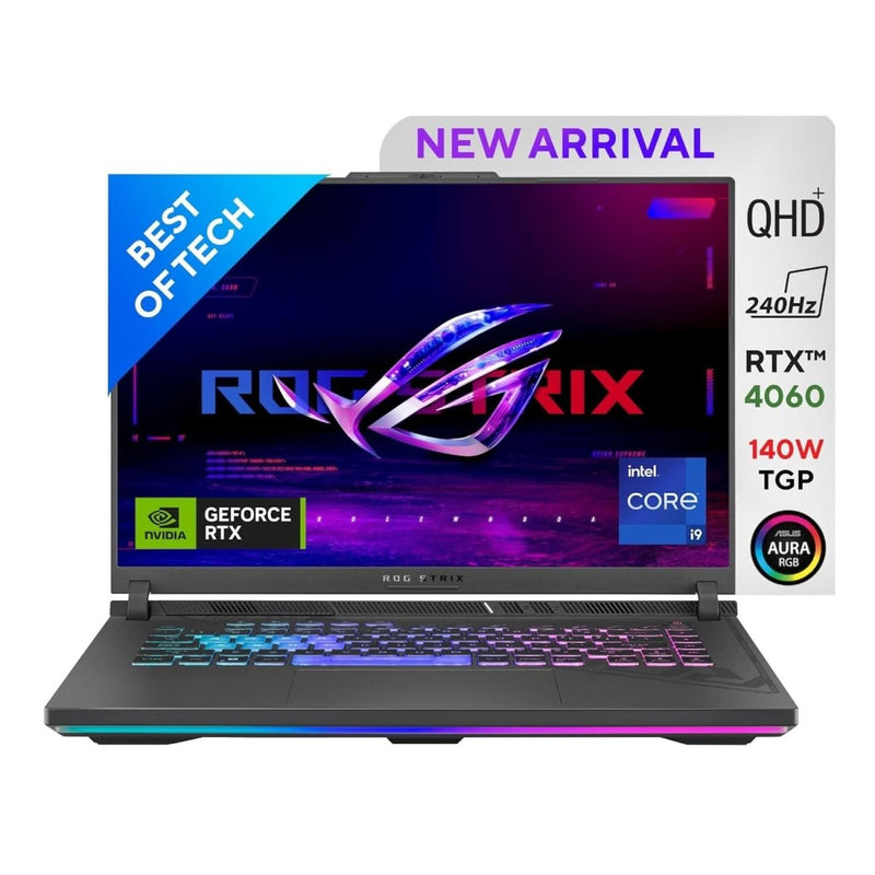 ASUS ROG STRIX G16 13TH GEN, INTEL CORE I9 - 13980HX GAMING LAPTOP(NVIDIA RTX 4060 - 8GB/140W TGP/16GB RAM/1TB SSD/QHD+/16 INCH/240HZ/RGB KB/90WHR/WINDOWS 11/OFFICE 2021/ECLIPSE GRAY/2.50 KG) G614JV - N4141WS - SWIFT PERIPHERALS90NR0C61-M007Y0