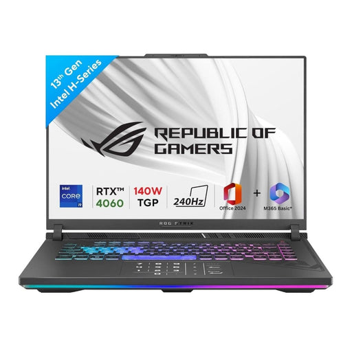 ASUS ROG STRIX G16 13TH GEN,INTEL CORE I9 - 13980HX GAMING LAPTOP(NVIDIA RTX 4060 - 8GB/140W TGP/16GB/1TB/QHD+/16"/240HZ/WINDOWS 11/M365 BASIC (1YEAR)*/OFFICE HOME 2024/ECLIPSE GRAY/2.50 KG)G614JV - N4242WS - SWIFT PERIPHERALS1092918
