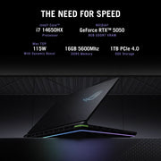 ASUS ROG STRIX G16 G615JHR - S5005WS [CI7 - 14650HX/16GB/1TB SSD/WIN11 HOME+MS24/16.0"/8GB - RTX5050 GRAPHICS/1 YEAR(S)/GREY] - SWIFT PERIPHERALS1094423