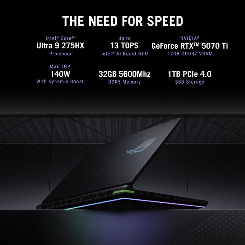 ASUS ROG STRIX G16 G615LR - S5190WS [ULTRA9 - 275HX/32GB/1TB SSD/WIN11 HOME+MS24/16.0"/12GB - RTX5070TI GRAPHICS/1 YEAR(S)/GREY] - SWIFT PERIPHERALS1094117