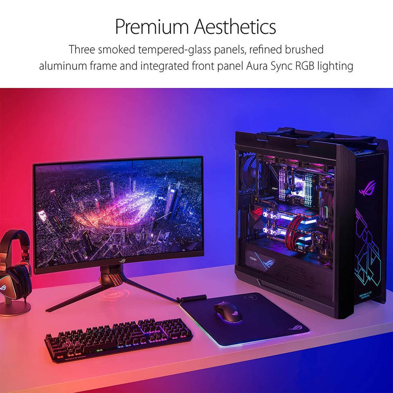 Asus ROG Strix Helios GX601 RGB Mid - Tower Cabinet with 4 Pre - Installed 140mm Fans and Gen 2 USB - C - SWIFT PERIPHERALSHELIOS-601