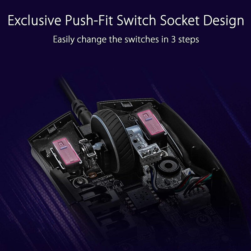 ASUS ROG STRIX Impact II Wired Optical RGB Gaming Mouse with 6200 DPI and Ambidextrous Design - SWIFT PERIPHERALSP506-STRIXIMPAC-II