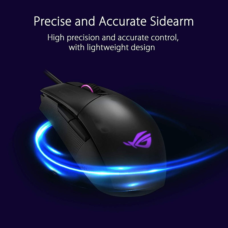 ASUS ROG STRIX Impact II Wired Optical RGB Gaming Mouse with 6200 DPI and Ambidextrous Design - SWIFT PERIPHERALSP506-STRIXIMPAC-II