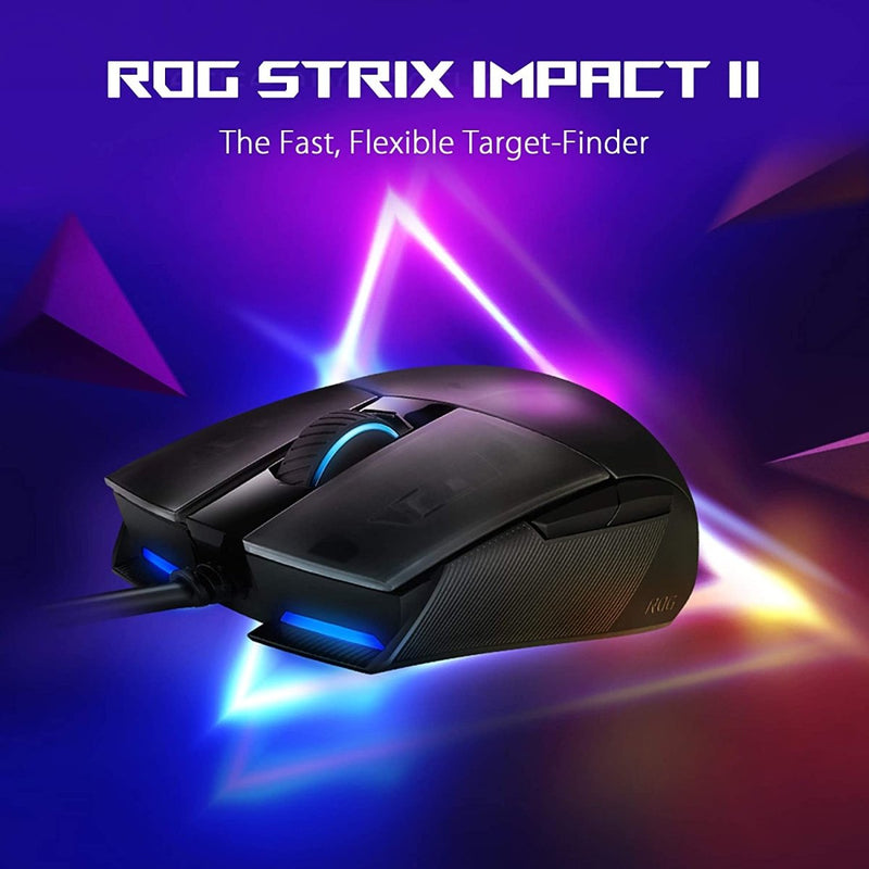ASUS ROG STRIX Impact II Wired Optical RGB Gaming Mouse with 6200 DPI and Ambidextrous Design - SWIFT PERIPHERALSP506-STRIXIMPAC-II