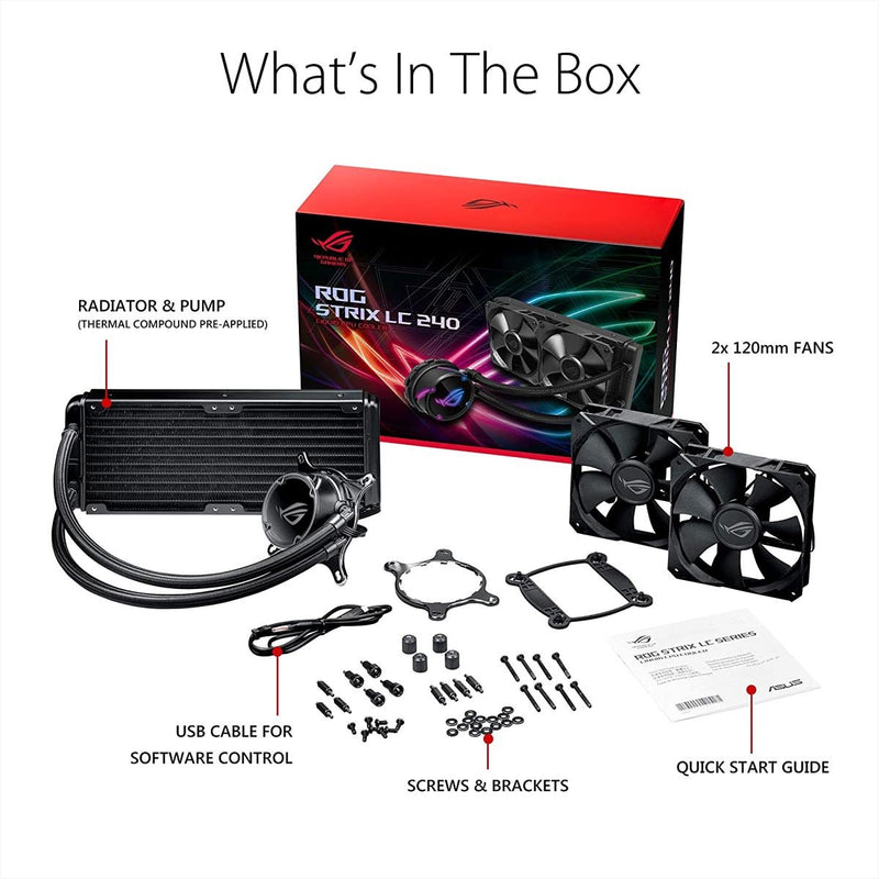 ASUS ROG STRIX LC 240 AIO 240mm Liquid Cooler with Dual 120mm PWM Fans - SWIFT PERIPHERALSROG-STRIX-LC-240