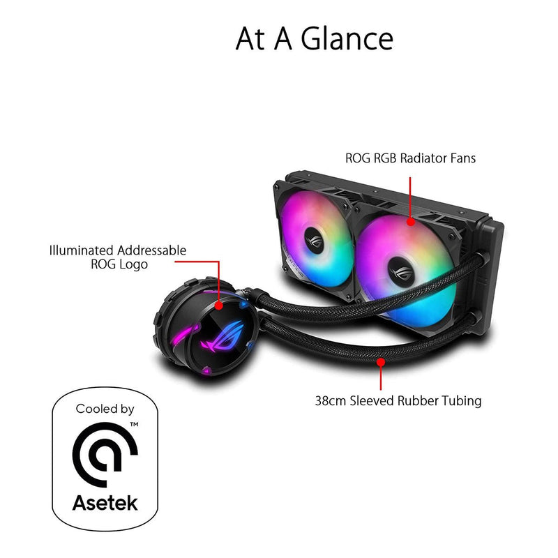 ASUS ROG STRIX LC 240 RGB AIO 240mm Liquid Cooler with Dual 120mm PWM Fans - SWIFT PERIPHERALS90RC0061-M0UAY0
