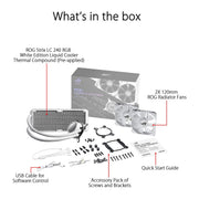 ASUS ROG STRIX LC 240 RGB White Edition AIO 240mm Liquid Cooler with Dual 120mm PWM Fans - SWIFT PERIPHERALS90RC0062-M0UAY0