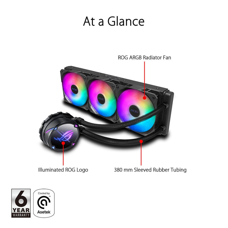 ASUS ROG STRIX LC II 360 ARGB AIO 360mm Liquid Cooler with Triple 120mm PWM Fans - SWIFT PERIPHERALS90RC00F1-M0UAY0