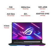 ASUS ROG STRIX SCAR 15 (2021), 15.6 - INCH (39.62 CMS) FHD 300HZ/3MS, AMD RYZEN 9 5900HX, GEFORCE RTX 3080 8GB GRAPHICS, GAMING LAPTOP(16GB/1TB SSD/OFFICE 2019/WINDOWS 10/BLACK/2.3 KG), G533QS - HF210TS - SWIFT PERIPHERALS105222