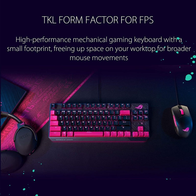ASUS ROG Strix Scope TKL Electro Punk Mechanical Gaming Keyboard with Cherry MX Switch and Lightsync RGB - SWIFT PERIPHERALSSCOPETKL-EPUNK