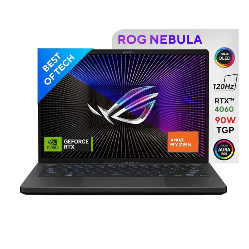 ASUS ROG ZEPHYRUS G14, GAMING LAPTOP, 14 INCH 3K OLED 120HZ 500NITS, AMD RYZEN 9 8945HS PROCESSOR, (16GB RAM/1TB SSD/NVIDIA GEFORCE RTX 4060/WINDOWS 11/OFFICE HOME/ECLIPSE GREY/1.5 KG), GA403UV - QS086WS - SWIFT PERIPHERALS90NR0I01-M00A10