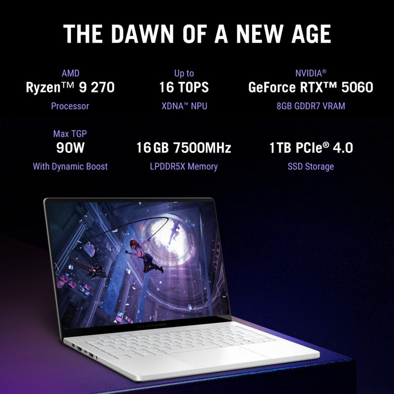 ASUS ROG ZEPHYRUS G14, GAMING LAPTOP, AMD RYZEN 9 270, RTX 5060 GPU (16GB/1TB/35.56 CMS (14) 3K/WINDOWS 11 HOME/OFFICE HOME 2024 + M365 BASIC (1 YEAR VALIDITY)*) GA403UM - QS007WS - SWIFT PERIPHERALS1096548