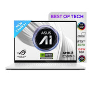 ASUS ROG ZEPHYRUS G16, GAMING LAPTOP, 16 INCH 2.5K OLED ROG NEBULA DISPLAY, 240HZ 500 NITS, AMD RYZEN AI 9 HX 370 (32GB RAM/2TB SSD/RTX 4070/WIN 11/OFFICE 2021/PLATINUM WHITE/1.85 KG), GA605WI - QR067WS - SWIFT PERIPHERALS90NR0J92-M00310