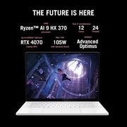 ASUS ROG ZEPHYRUS G16, GAMING LAPTOP, 16 INCH 2.5K OLED ROG NEBULA DISPLAY, 240HZ 500 NITS, AMD RYZEN AI 9 HX 370 (32GB RAM/2TB SSD/RTX 4070/WIN 11/OFFICE 2021/PLATINUM WHITE/1.85 KG), GA605WI - QR067WS - SWIFT PERIPHERALS90NR0J92-M00310