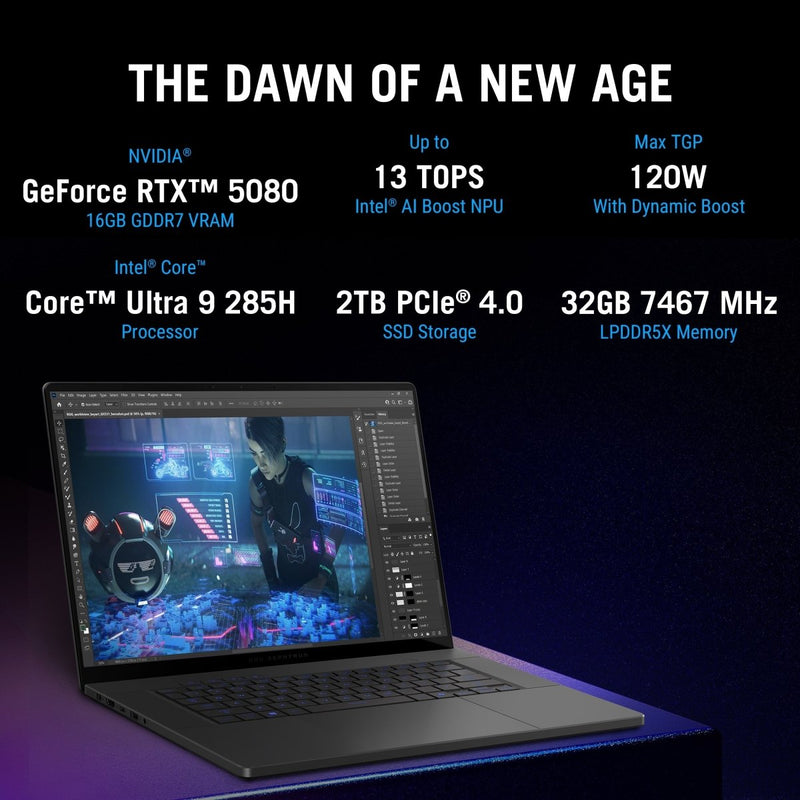 ASUS ROG ZEPHYRUS G16, GAMING LAPTOP, INTEL CORE ULTRA 9 285H, RTX 5080 GPU (32GB/2TB/40.64 CMS (16) 2.5K/WINDOWS 11 HOME/OFFICE HOME 2024 + M365 BASIC (1 YEAR VALIDITY) GU605CW - QR133WS - SWIFT PERIPHERALS1094116