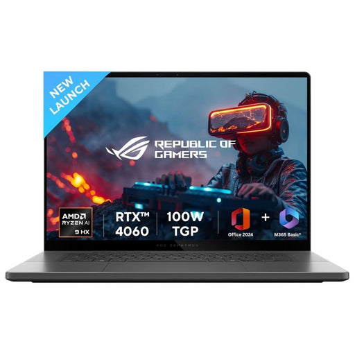 ASUS ROG ZEPHYRUS G16,AMD RYZEN AI 9 HX 370 GAMING LAPTOP(NVIDIA RTX 4060 - 8GB/100W TGP/16GB/1TB/2.5K QHD+/16 INCH/240HZ/WINDOWS 11/M365 BASIC (1YEAR)*/OFFICE HOME 2024/ECLIPSE GRAY/1.85 KG)GA605WV - QP478WS - SWIFT PERIPHERALS90NR0JA3-M007R0