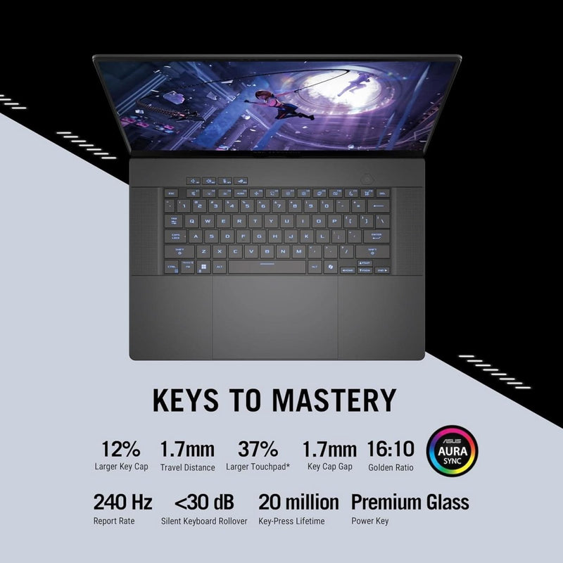 ASUS ROG ZEPHYRUS G16,AMD RYZEN AI 9 HX 370 GAMING LAPTOP(NVIDIA RTX 4060 - 8GB/100W TGP/16GB/1TB/2.5K QHD+/16 INCH/240HZ/WINDOWS 11/M365 BASIC (1YEAR)*/OFFICE HOME 2024/ECLIPSE GRAY/1.85 KG)GA605WV - QP478WS - SWIFT PERIPHERALS90NR0JA3-M007R0