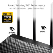 ASUS RT - AC53 AC750 Dual Band Gigabit WiFi Router - SWIFT PERIPHERALSASUS-RT-AC53-AC750
