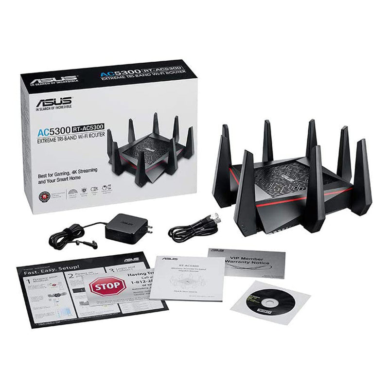 ASUS RT - AC5300 Tri - Band Gigabit WiFi Gaming Router with MU - MIMO, AiProtection and AiMesh - SWIFT PERIPHERALSASUS-RT-AC5300
