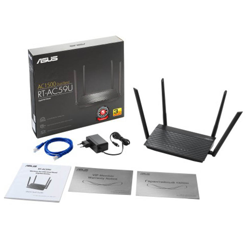 ASUS RT - AC59U Dual Band Gigabit WiFi Router with MU - MIMO and Parental Controls - SWIFT PERIPHERALSASUS-RT-AC59U
