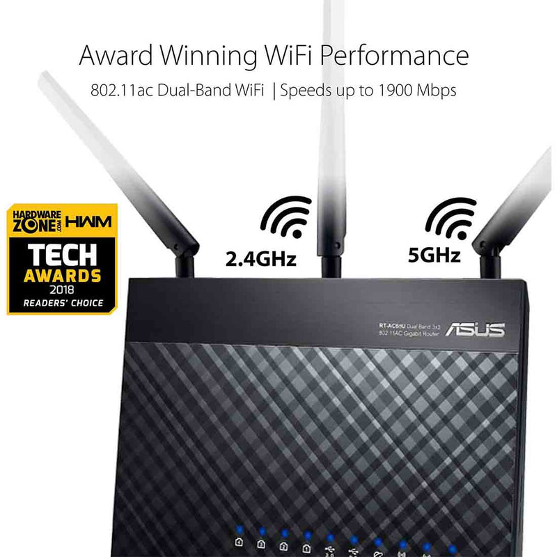 ASUS RT - AC68U AC1900 Dual Band Gigabit WiFi Router with MU - MIMO AiMesh AiProtection and Parental Control - SWIFT PERIPHERALSRT-AC68U