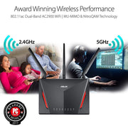 ASUS RT - AC86U AC2900 Dual Band Gigabit Gaming WiFi Router with MU - MIMO AiMesh AiProtection and WTFast game accelerator - SWIFT PERIPHERALSASUS-RT-AC86U-AC2900