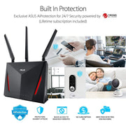 ASUS RT - AC86U AC2900 Dual Band Gigabit Gaming WiFi Router with MU - MIMO AiMesh AiProtection and WTFast game accelerator - SWIFT PERIPHERALSASUS-RT-AC86U-AC2900