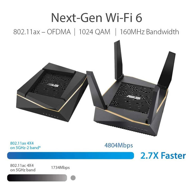 ASUS RT - AX92U AX6100 Tri - Band WiFi 6 (802.11ax) Gaming Router with Gear Accelerator, AiProtection and AiMesh - SWIFT PERIPHERALSASUS-RT-AX92U-AX6100