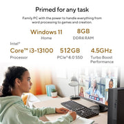 ASUS S500SE, INTEL CORE I3 - 13100 PROCESSOR 3.4GHZ (12M CACHE, UP TO 4.5GHZ, 4 CORES), TOWER PC (8GB RAM/512GB SSD/WINDOWS 11/OFFICE HOME/WITH WIRED KEYBOARD & MOUSE/BLACK/5 KG), S500SE - 313100019WS - SWIFT PERIPHERALS90PF0402-M03NF0
